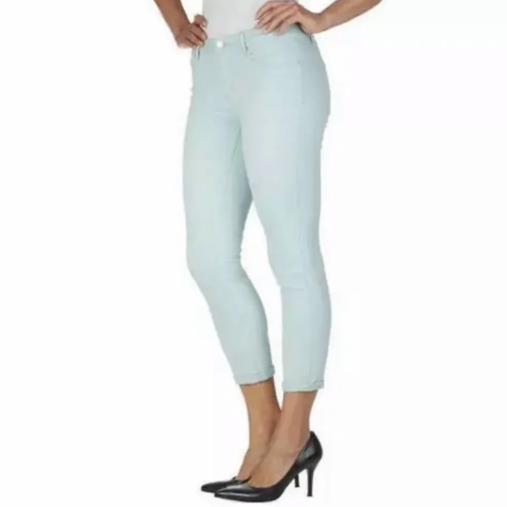 Jessica Simpson Rolled Cropped Skinny Jeans in Canal Blue - Picture 1 of 8
